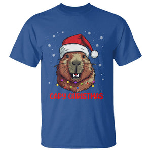 Capy Christmas T Shirt Funny Capybara Santa Meme TS02 Royal Blue Printyourwear