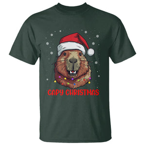 Capy Christmas T Shirt Funny Capybara Santa Meme TS02 Dark Forest Green Printyourwear