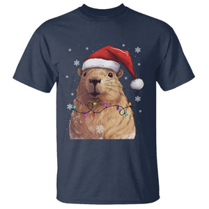 Capybara Christmas T Shirt Funny Santa Capy Meme Xmas Vibe TS02 Navy Printyourwear