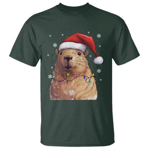 Capybara Christmas T Shirt Funny Santa Capy Meme Xmas Vibe TS02 Dark Forest Green Printyourwear