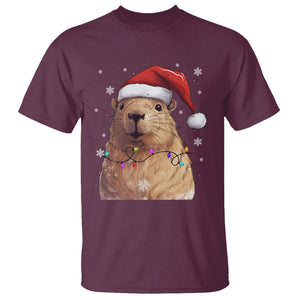 Capybara Christmas T Shirt Funny Santa Capy Meme Xmas Vibe TS02 Maroon Printyourwear