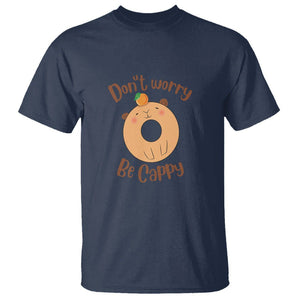 Capybara Lover T Shirt Don't Worry Be Cappy Funny Cute Donut Lover TS09 Navy Print Your Wear