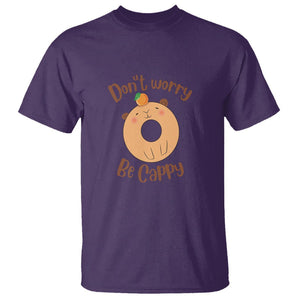 Capybara Lover T Shirt Don't Worry Be Cappy Funny Cute Donut Lover TS09 Purple Print Your Wear