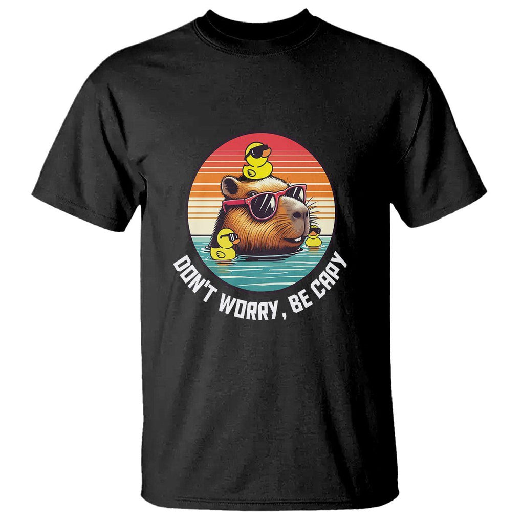 Capybara Lover T Shirt Don't Worry Be Capy Retro TS09 Black Print Your Wear