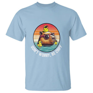 Capybara Lover T Shirt Don't Worry Be Capy Retro TS09 Light Blue Print Your Wear