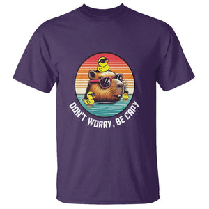 Capybara Lover T Shirt Don't Worry Be Capy Retro TS09 Purple Print Your Wear