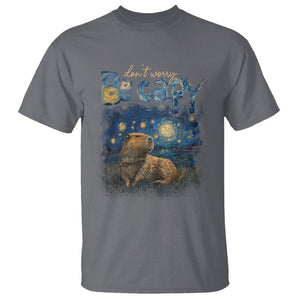 Capybara Lover T Shirt Don't Worry Be Capy Starry Night TS09 Charcoal Print Your Wear