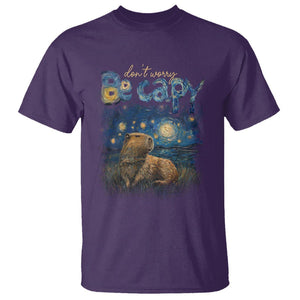 Capybara Lover T Shirt Don't Worry Be Capy Starry Night TS09 Purple Print Your Wear