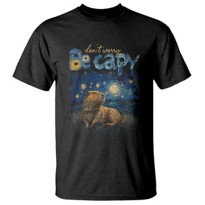 Capybara Lover T Shirt Don't Worry Be Capy Starry Night TS09 Black Print Your Wear