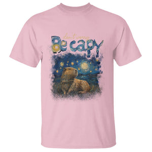 Capybara Lover T Shirt Don't Worry Be Capy Starry Night TS09 Light Pink Print Your Wear