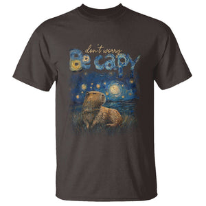 Capybara Lover T Shirt Don't Worry Be Capy Starry Night TS09 Dark Chocolate Print Your Wear