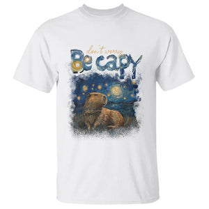 Capybara Lover T Shirt Don't Worry Be Capy Starry Night TS09 White Print Your Wear