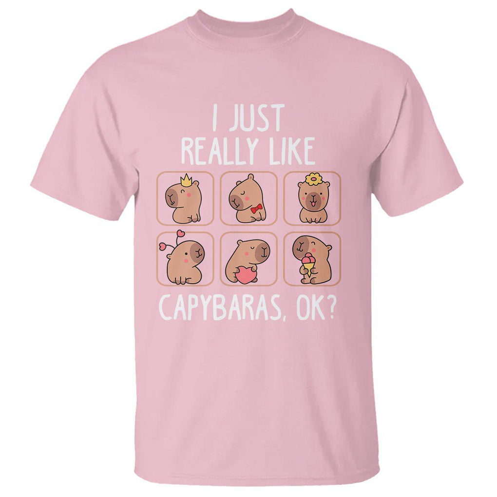 Capybara Lover T Shirt I Just Really Like Capybaras Cute Capy TS09 Light Pink Print Your Wear