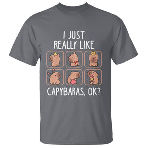 Capybara Lover T Shirt I Just Really Like Capybaras Cute Capy TS09 Charcoal Print Your Wear