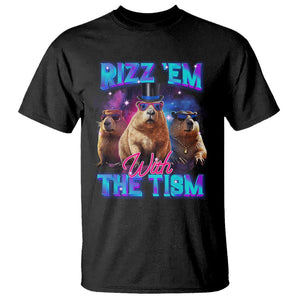 Capybara Lover T Shirt Rizz Em With The Tism Funny Capy Meme TS09 Black Print Your Wear