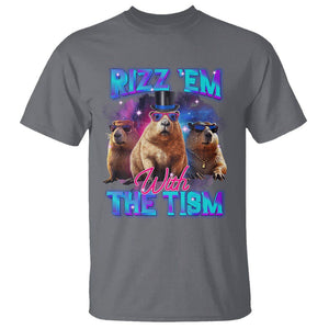 Capybara Lover T Shirt Rizz Em With The Tism Funny Capy Meme TS09 Charcoal Print Your Wear