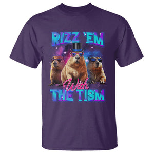 Capybara Lover T Shirt Rizz Em With The Tism Funny Capy Meme TS09 Purple Print Your Wear