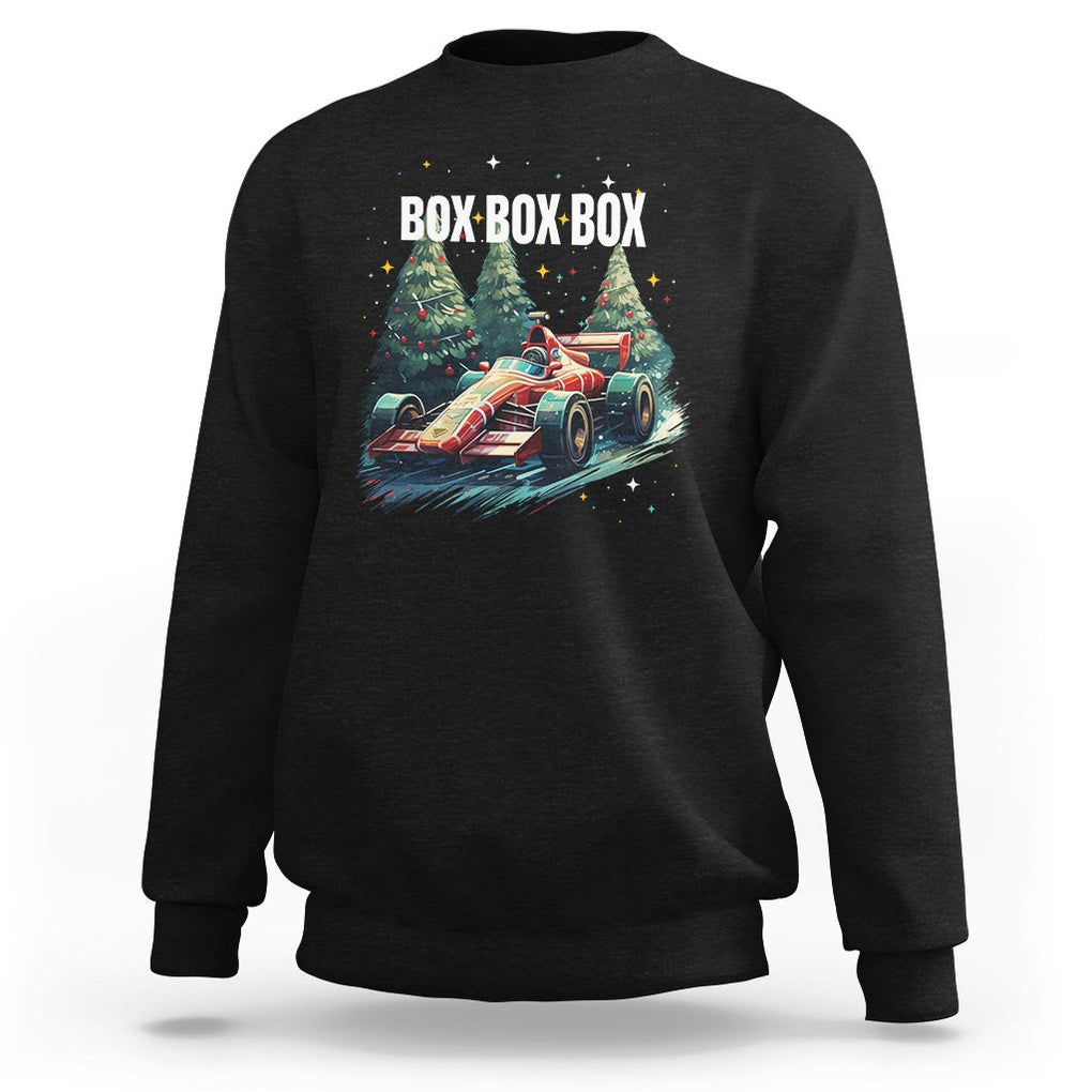 Car Racing Christmas Box Box Box Xmas Tree Colorful Light Sweatshirt TS09 Black Printyourwear