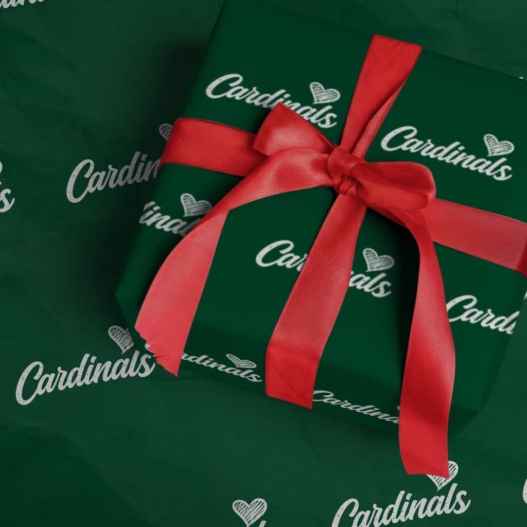 Cardinal Lovers Wrapping Paper Roll Vintage Script Heart Graphic TS10 Green Print Your Wear