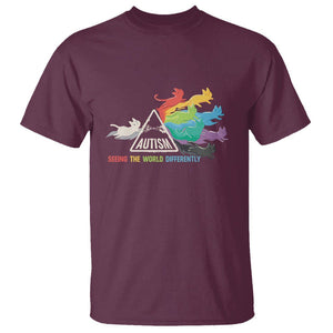 Cat Autism T Shirt Seeing The World Form A Different Angle TS01 Maroon Printyourwear