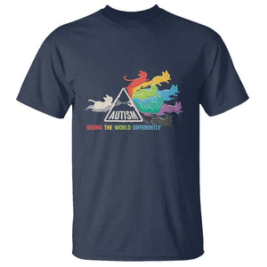 Cat Autism T Shirt Seeing The World Form A Different Angle TS01 Navy Printyourwear