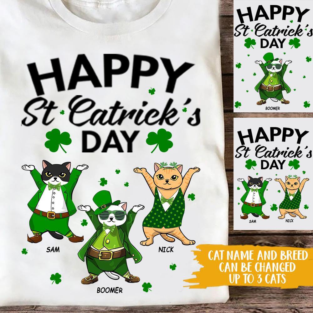 St. Patricks Day Custom Cat T Shirt Happy St Catricks Day CTM Youth Custom - Printyourwear