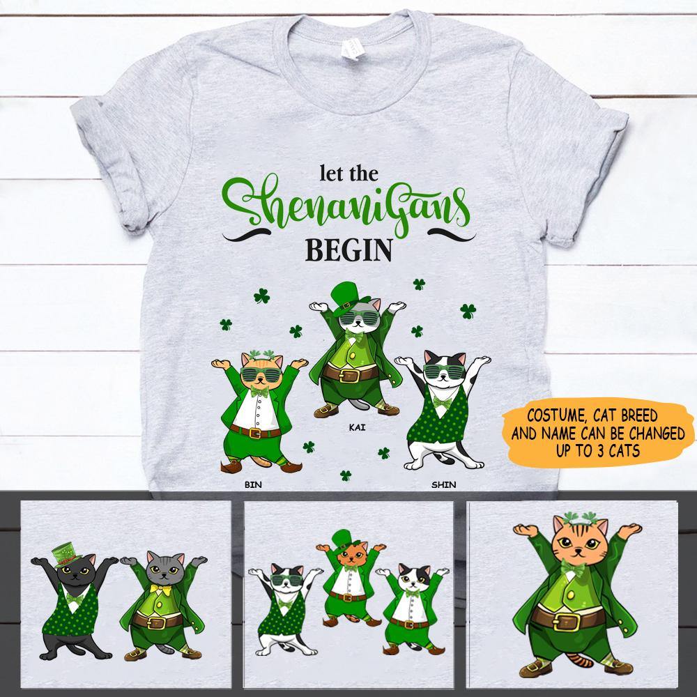 Personalized St Patricks Day Cat T Shirt Let The Shenanigans Begin CTM Youth Custom - Printyourwear