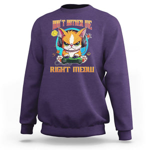 Cat Gamer Sweatshirt Don't Bother Me Right Meow Funny Video Game TS09 Purple Printyourwear