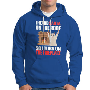 Cat Hates Santa Turned On The Fireplace Funny Christmas Hoodie TS09 Royal Blue Printyourwear