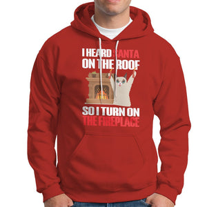 Cat Hates Santa Turned On The Fireplace Funny Christmas Hoodie TS09 Red Printyourwear