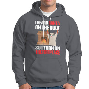 Cat Hates Santa Turned On The Fireplace Funny Christmas Hoodie TS09 Charcoal Printyourwear