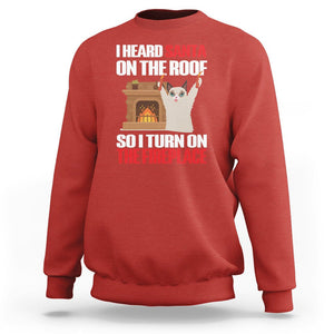 Cat Hates Santa Turned On The Fireplace Funny Christmas Sweatshirt TS09 Red Printyourwear