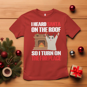 Cat Hates Santa Turned On The Fireplace Funny Christmas T Shirt TS09 Red Printyourwear