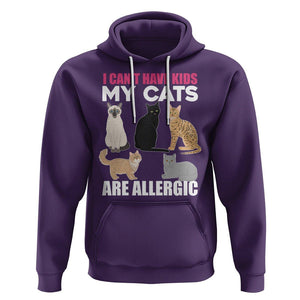 Cat Lover Hoodie I Can't Have Kids My Cats Is Allergic TS02 Purple Printyourwear