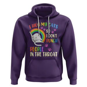 Cat Lover Hoodie I Hug My Cat So I Don't Punch People In The Throat TS09 Purple Printyourwear