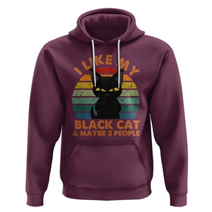 Cat Lover Hoodie I Like My Black Cat & Maybe 3 People TS02 Maroon Printyourwear