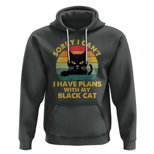 Cat Lover Hoodie Sorry I Can't I Have Plans With My Black Cat TS02 Dark Heather Printyourwear