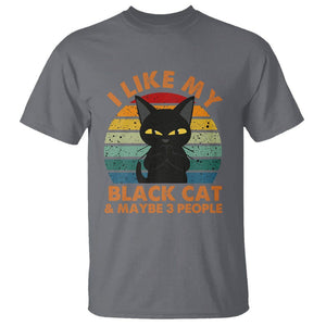 Cat Lover T Shirt I Like My Black Cat & Maybe 3 People TS02 Charcoal Printyourwear