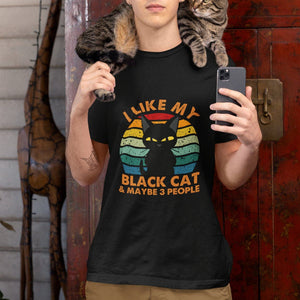 Cat Lover T Shirt I Like My Black Cat & Maybe 3 People TS02 Printyourwear