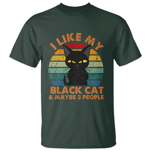 Cat Lover T Shirt I Like My Black Cat & Maybe 3 People TS02 Dark Forest Green Printyourwear