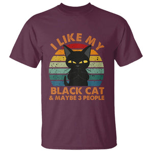 Cat Lover T Shirt I Like My Black Cat & Maybe 3 People TS02 Maroon Printyourwear