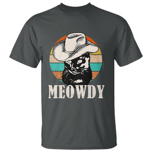 Cat Lover T Shirt Meowdy Funny Howdy Retro Vintage Cowboy Hat TS11 Dark Heather Print Your Wear