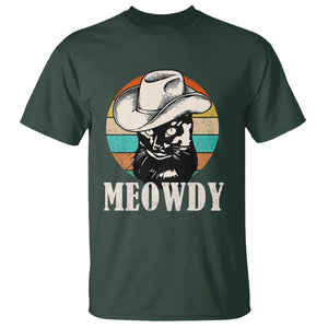 Cat Lover T Shirt Meowdy Funny Howdy Retro Vintage Cowboy Hat TS11 Dark Forest Green Print Your Wear