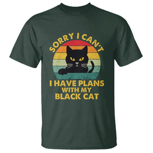 Cat Lover T Shirt Sorry I Can't I Have Plans With My Black Cat TS02 Dark Forest Green Printyourwear