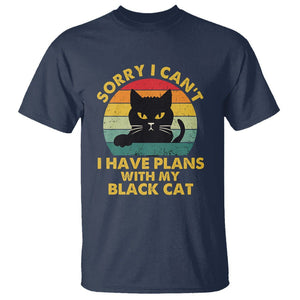 Cat Lover T Shirt Sorry I Can't I Have Plans With My Black Cat TS02 Navy Printyourwear