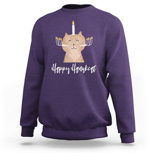 Cat Menorah Cute Jewish Kitten Hanukkah Chanukah Candle Sweatshirt TS09 Purple Printyourwear