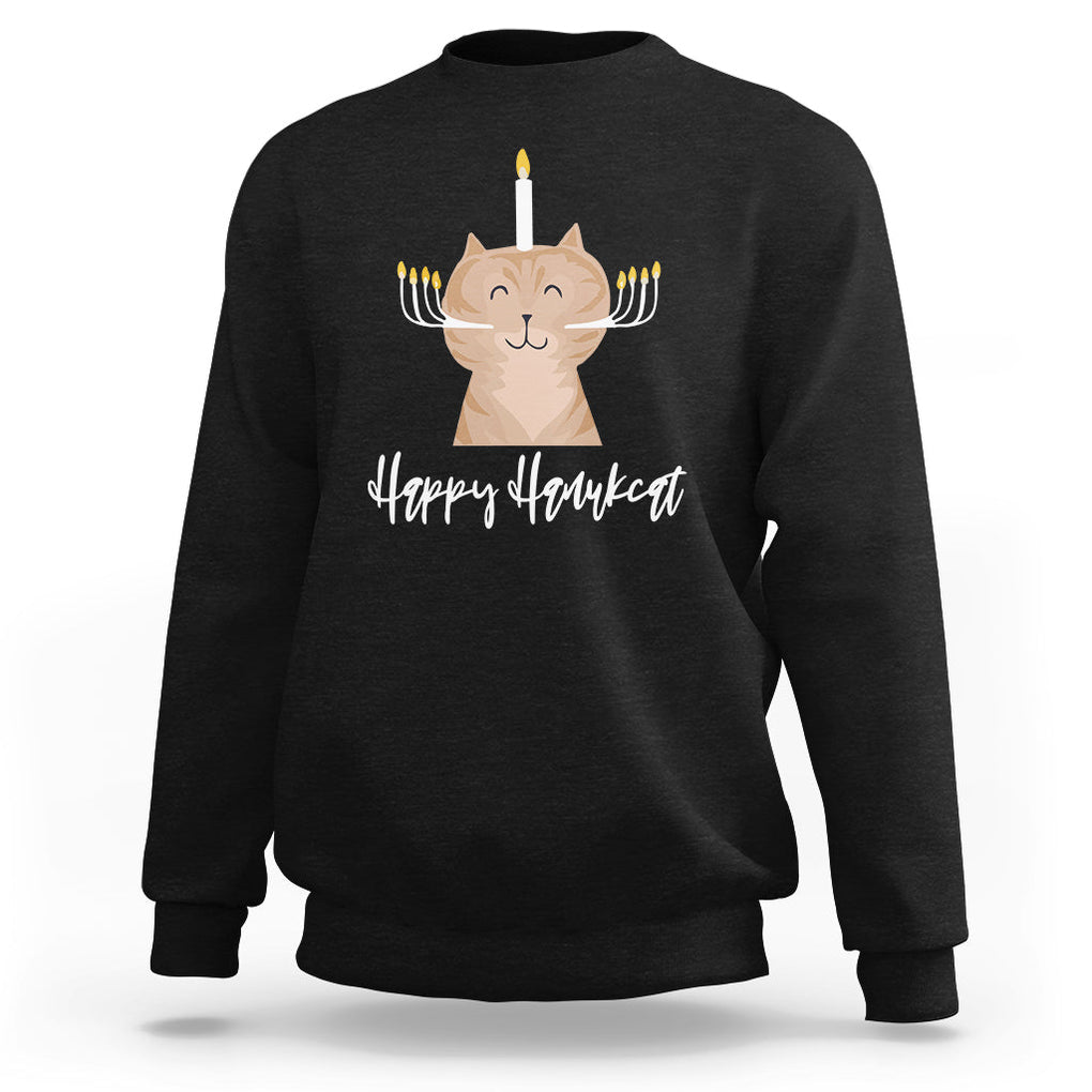 Cat Menorah Cute Jewish Kitten Hanukkah Chanukah Candle Sweatshirt TS09 Black Printyourwear