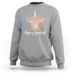 Cat Menorah Cute Jewish Kitten Hanukkah Chanukah Candle Sweatshirt TS09 Sport Gray Printyourwear