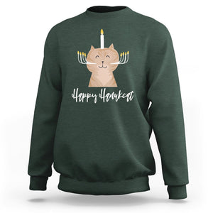 Cat Menorah Cute Jewish Kitten Hanukkah Chanukah Candle Sweatshirt TS09 Dark Forest Green Printyourwear