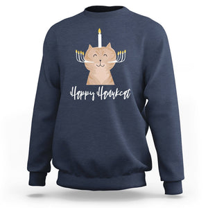 Cat Menorah Cute Jewish Kitten Hanukkah Chanukah Candle Sweatshirt TS09 Navy Printyourwear